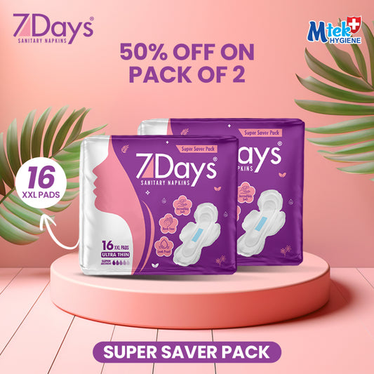 7Days Sanitary Napkins – Size – XXL, Ultra Thin – 16 Pcs (Pack of 2)