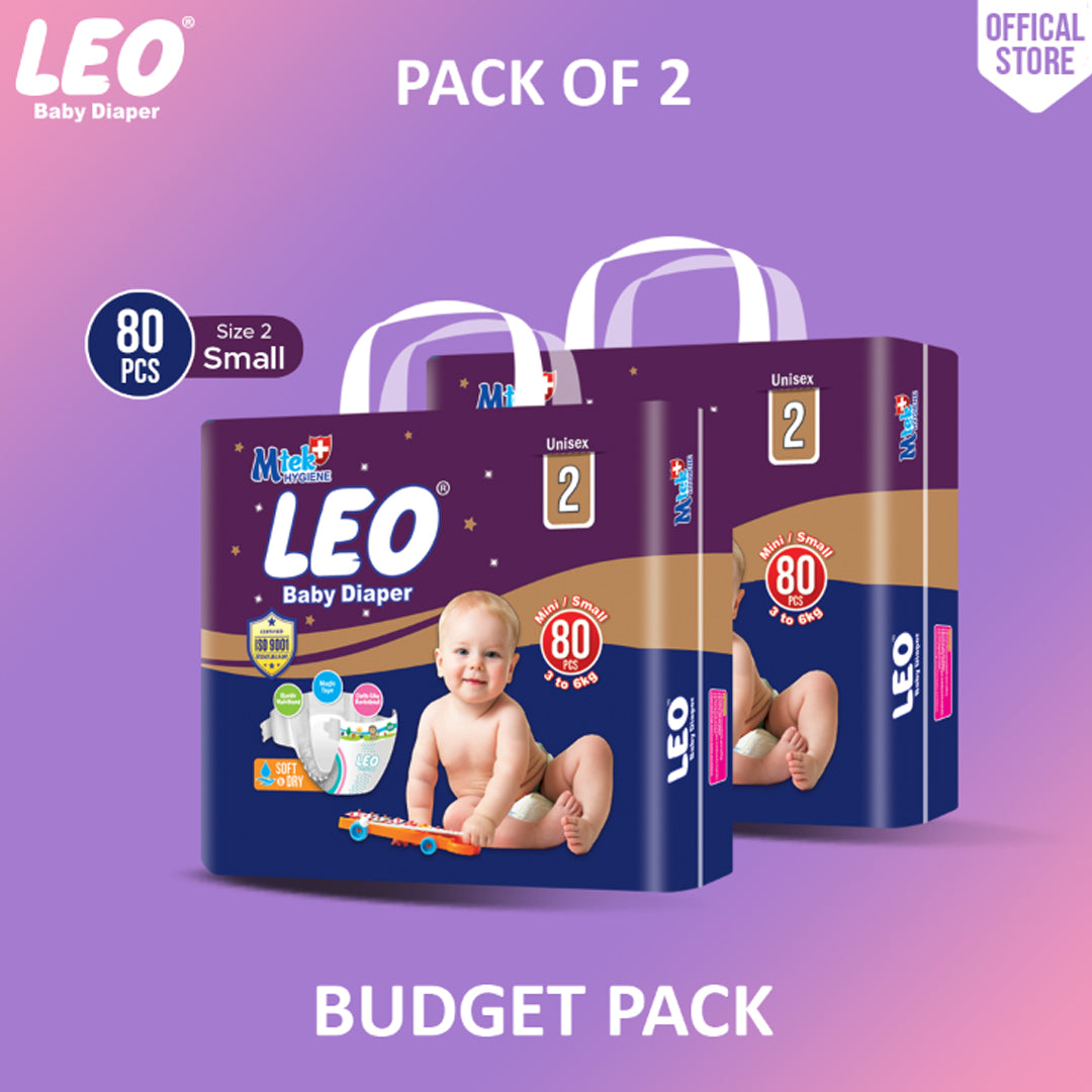 Leo Budget Pack Baby Diaper – Size 2, Small – 80 Pcs (Pack of 2)