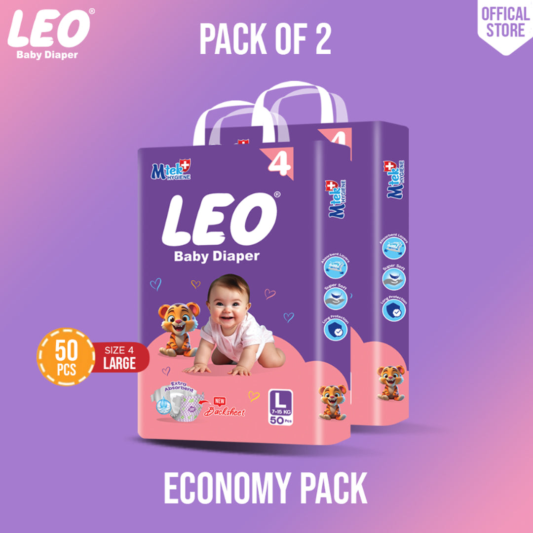 Leo Economy Pack – Size – 4, Large – 50 Pcs (Pack of 2)
