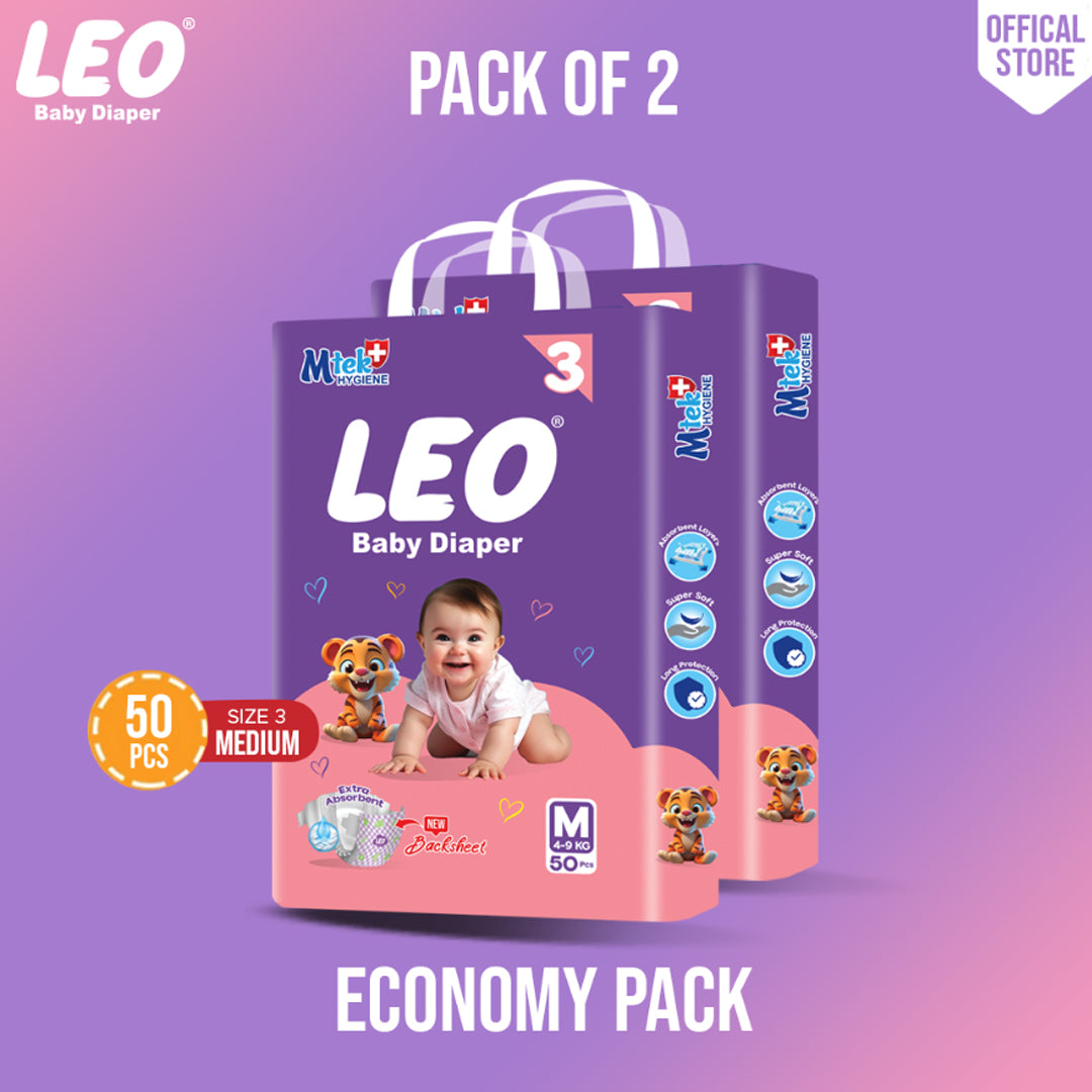 Leo Economy Pack – Size – 3, Medium – 50 Pcs (Pack of 2)