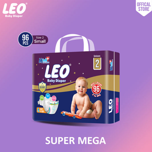 Leo Super Mega Pack Baby Diaper – Size 2, Small – 96 Pcs