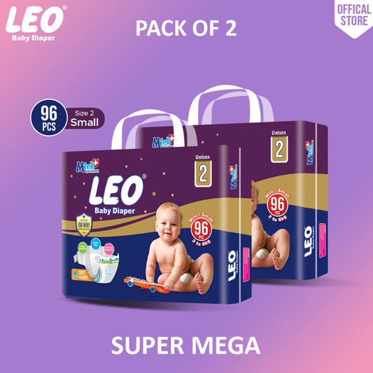 Leo Super Mega Pack Baby Diaper – Size 2, Small – 96 Pcs (Pack of 2)