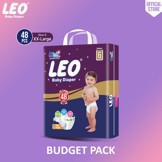 Leo Budget Pack Baby Diaper – Size 6, XX-Large – 48 Pcs