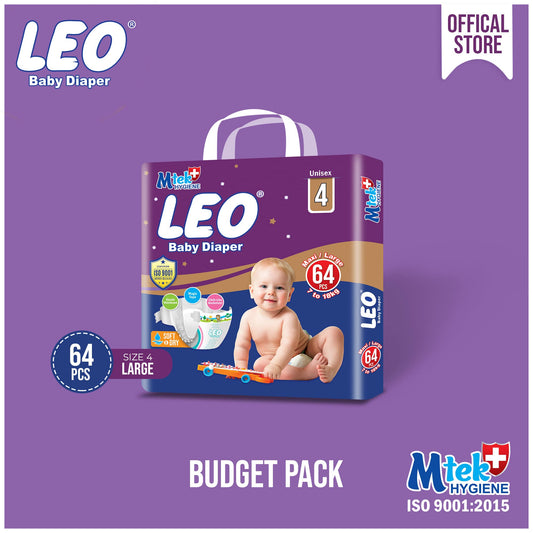 Leo Budget Pack Baby Diaper – Size 4, Large – 64 Pcs