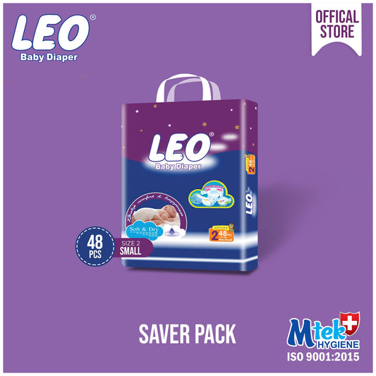 Leo Saver Pack Baby Diaper – Size 2, Small – 48 Pcs
