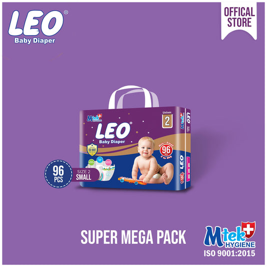 Leo Super Mega Pack Baby Diaper – Size 2, Small – 96 Pcs