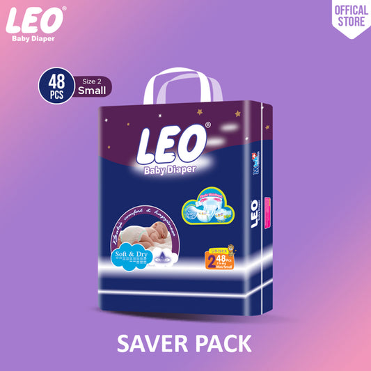 Leo Saver Pack Baby Diaper – Size 2, Small – 48 Pcs
