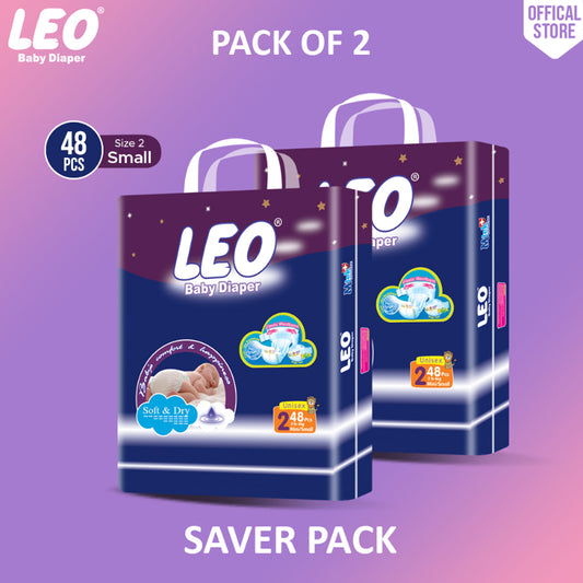 Leo Saver Pack Baby Diaper – Size 2, Small – 48 Pcs (Pack of 2)