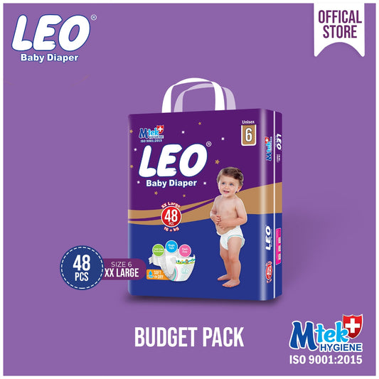 Leo Budget Pack Baby Diaper – Size 6, XX-Large – 48 Pcs