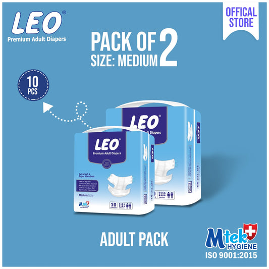 Leo Adults Diaper – Size – 3, Medium – 10 Pcs (Pack of 2)