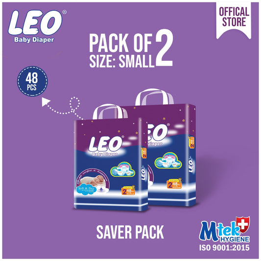 Leo Saver Pack Baby Diaper – Size 2, Small – 48 Pcs (Pack of 2)