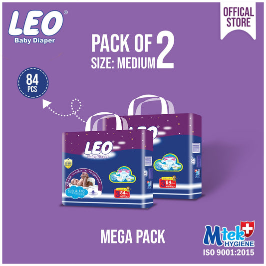 Leo Mega Pack Baby Diaper – Size 3, Medium – 84 Pcs (Pack of 2)