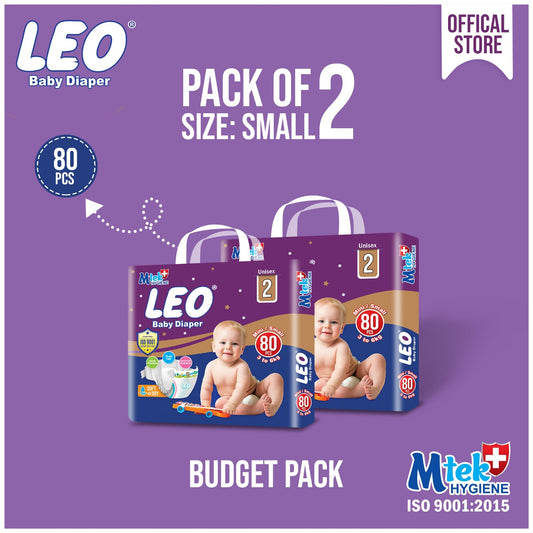 Leo Budget Pack Baby Diaper – Size 2, Small – 80 Pcs (Pack of 2)