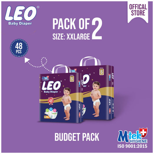Leo Budget Pack Baby Diaper – Size 6, XX-Large – 48 Pcs (Pack of 2)