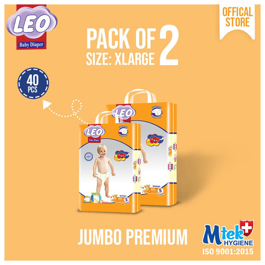 Leo Premium Jumbo – Size – 5, X Large – 40 Pcs ( Pack of 2 )
