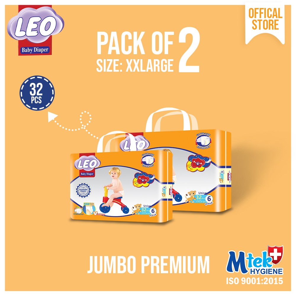 Leo Premium Jumbo – Size – 6, XX Large – 32 Pcs ( Pack of 2 )
