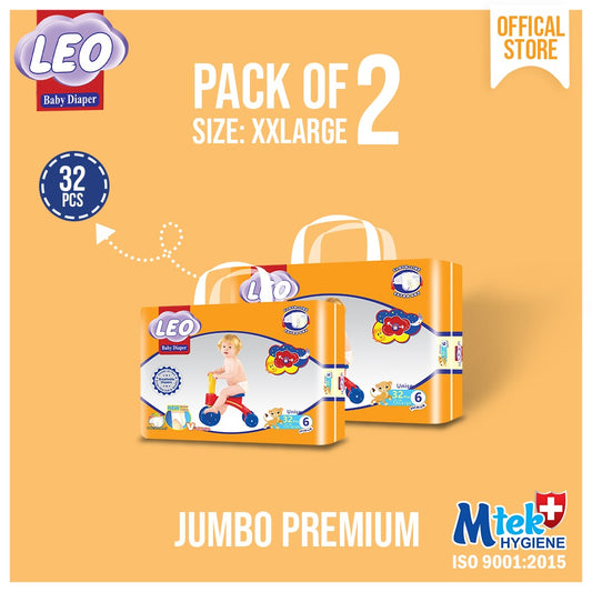 Leo Premium Jumbo – Size – 6, XX Large – 32 Pcs ( Pack of 2 )
