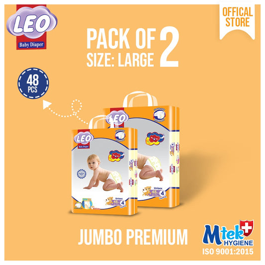 Leo Premium Jumbo – Size – 4, Large – 48 Pcs ( Pack of 2 )