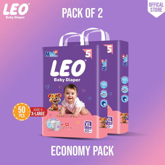 Leo Economy Pack – Size – 5, X Large – 50 Pcs (Pack of 2)