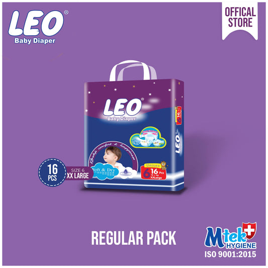Leo Regular Pack Baby Diaper – Size 6, XX-Large – 16 Pcs
