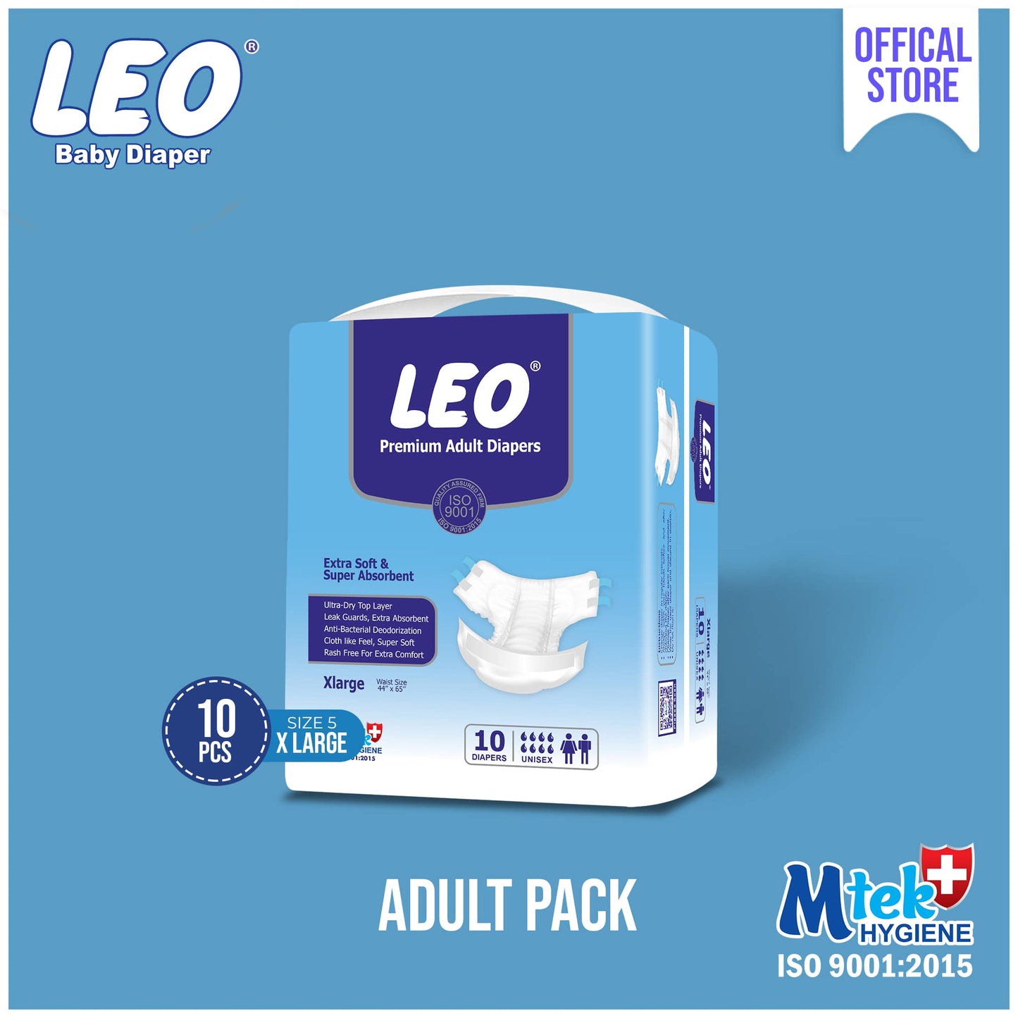 Leo Adults Diaper – Size – 5, X-Large – 10 Pcs